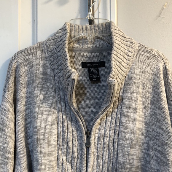 Man size Large zip up sweater. Lift gray and white. - Picture 3 of 8